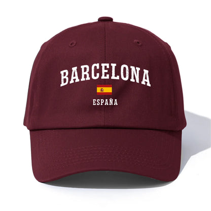 1pc BARCELONA Print Baseball Cap for Adults,Minimalist Retro Style Casual Soft Adjustable Dad Hat,Perfect As Gift