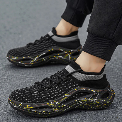 Men's Sports Shoes Soft Light Mesh Thick Sole Anti-Slip Tennis Shoes Spring New Fashion Lace-Up Outdoor Fitness Running Shoes