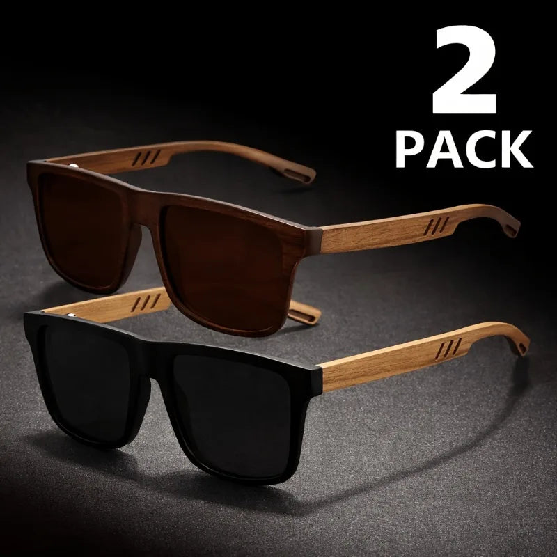 1/2pcs Unisex retro walnut ultra-light glasses, polarized lenses, suitable for daily and formal occasions.