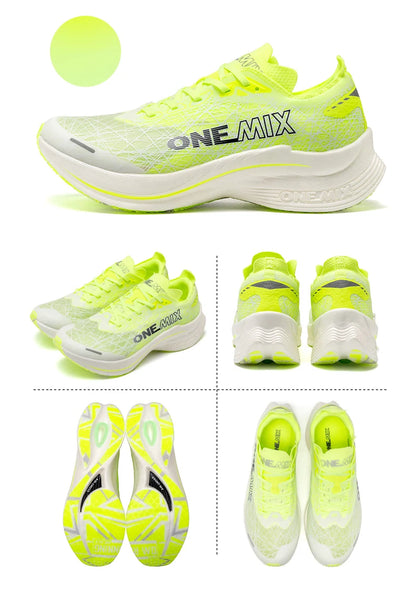 ONEMIX Carbon Plate Running Shoes for Men, Shock Absorption, Ultra-Light Sports Shoes, Rebound Outdoor Women Marathon Sneakers