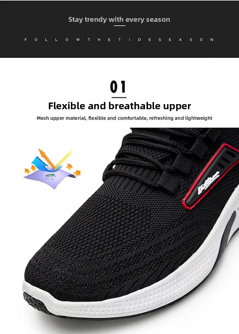 Hot Sale of the Season New Men's Running Shoes Breathable Lightweight Knitted Lace-Up Sports Sneakers Fashionable Korean Style