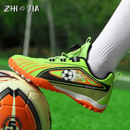 Children's Rotating Buckle Sneakers Students Competition Training Football Shoes Fashionable Lightweight Anti-slip Footwear