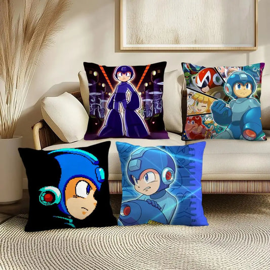Game R-Rockman Megamans Cushion Cover Soft Short Plush Pillow Cover Smooth Cozy Texture Aesthetic Cushion Case Home Decor
