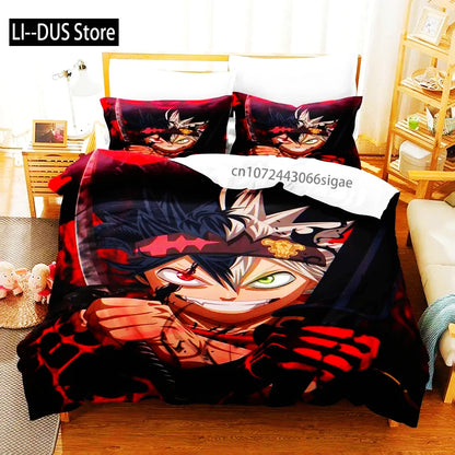 Black Clover Bettwäsche-Set Einzel Doppel Full Queen King Size Anime-Bettbezug-Set für Erwachsene und Jungen 2024 Deckenbezug Kissenbezug