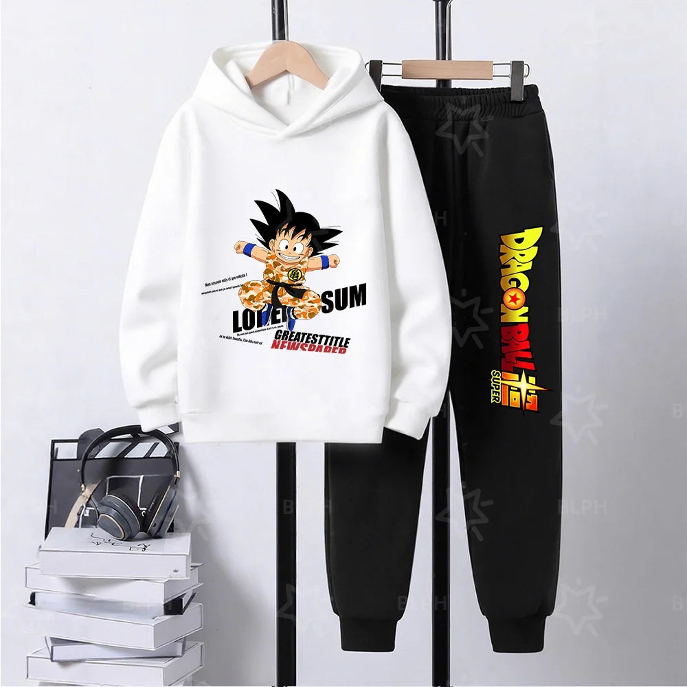 Kids Dragon Ball Camo Goku Printed Hoodie Set Casual Loose Comfortable Long Sleeve Sweatshirt Pants 2 Piece Outfits for Boys