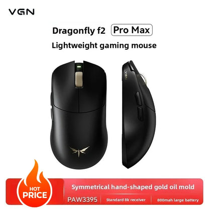 VGN Dragonfly F2 ProMax/Ultra E-Sports-Gaming-Maus 42000DPI 0.125ms für CSGO, Latenz kabelgebunden/kabellos, Dual 8K, 3 Modi, PAW3395/3950