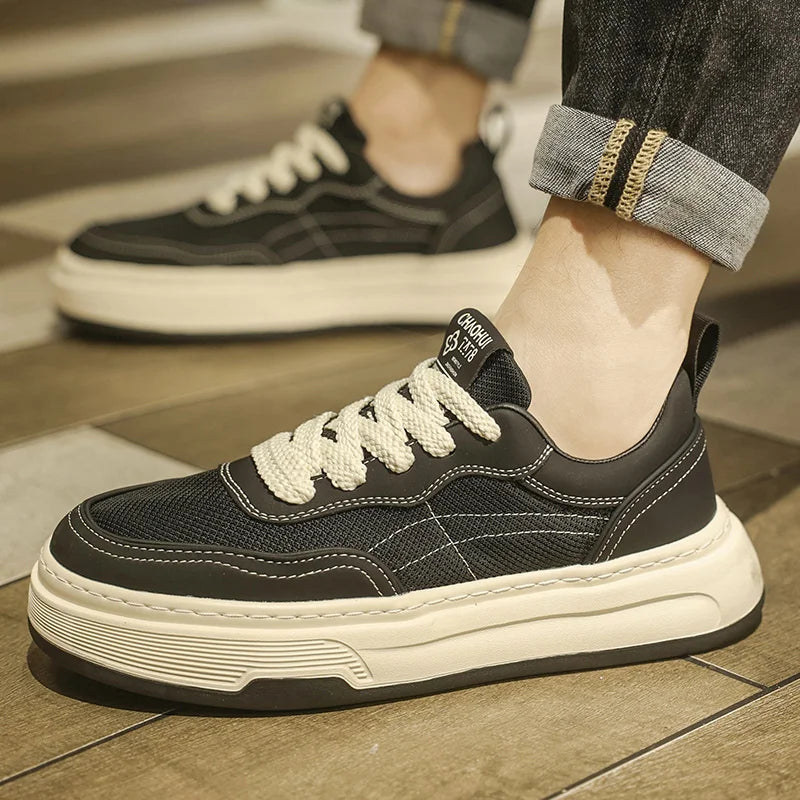 Ultraleichte atmungsaktive Mesh-Sneaker für Herren 2025 – modische Freizeitschuhe mit dicker Sohle, komfortable Schnür-Trainer für tägliche Spaziergänge