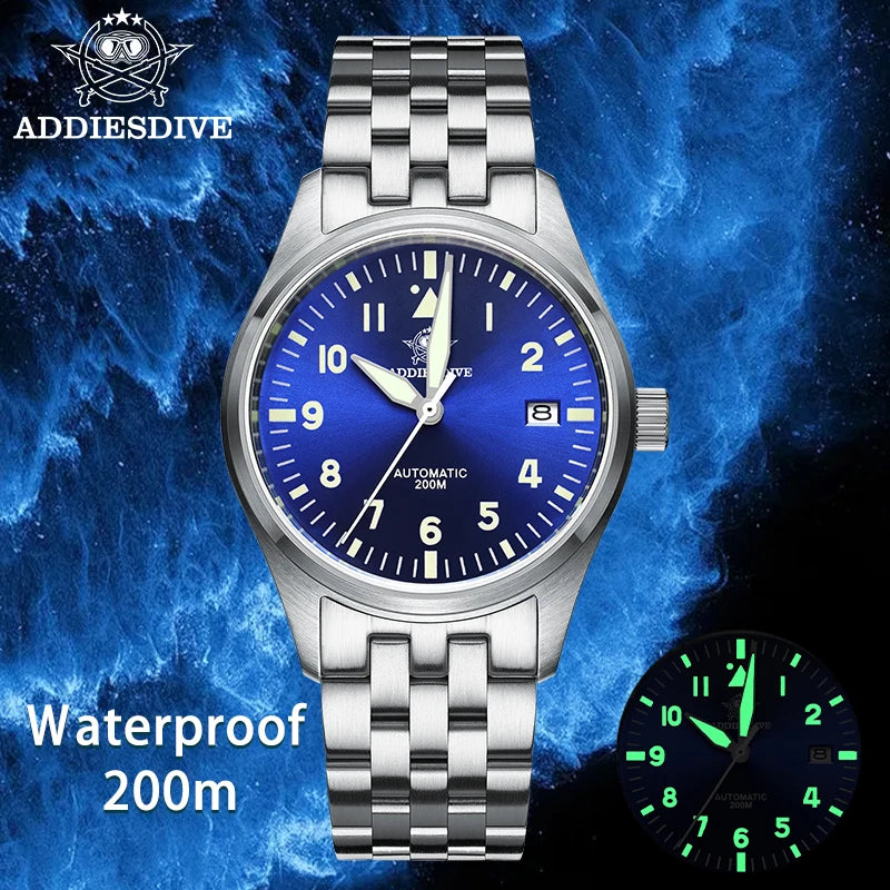 ADDIESDIVE Watch For Men MY-H2 Stainless Steel Classics Mechanical Watches NH35 200m Diving Luminous Analog Watch Reloj Hombre