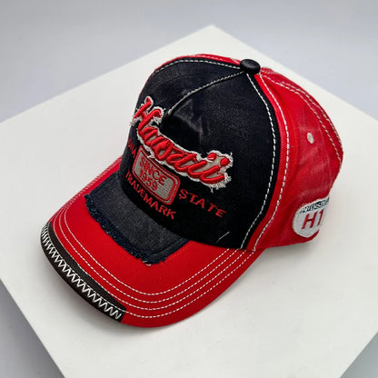 Koreanische Vintage-Waschung Baseballcaps für Herren und Damen aus Baumwolle, Snapback-Caps mit Stickerei, neue vielseitige Mode-Lettering-Freizeitcaps im Distressed-Look