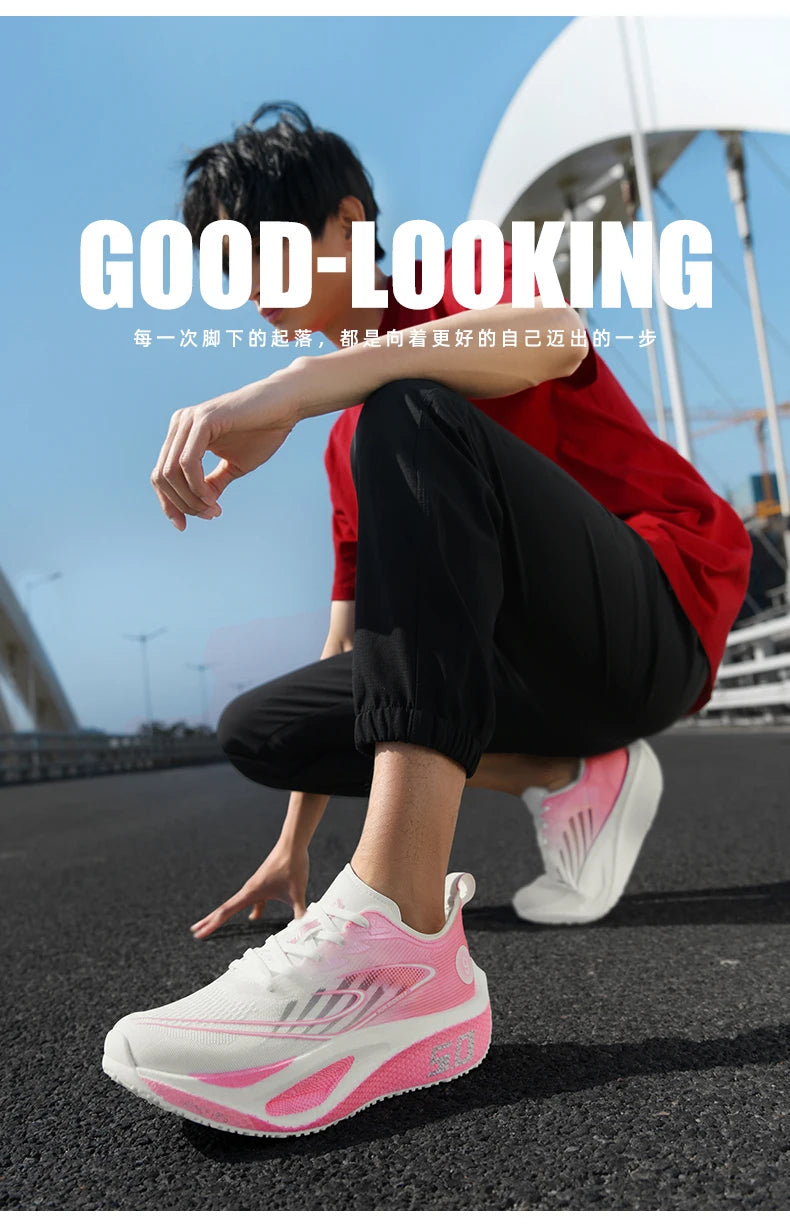 Unisex 2025 Full Carbon Plate Running Shoes, Professional Marathon Racing Lightweight Bounce Cushion Breathable Sports Sneakers