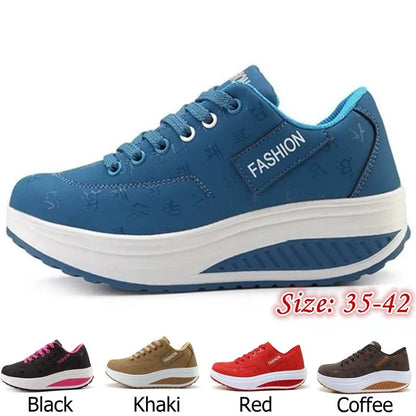 Scarpe casual da donna outdoor con suola spessa, platform alla moda, taglia grande 42, fondo piatto, scarpe sportive per camminata e corsa