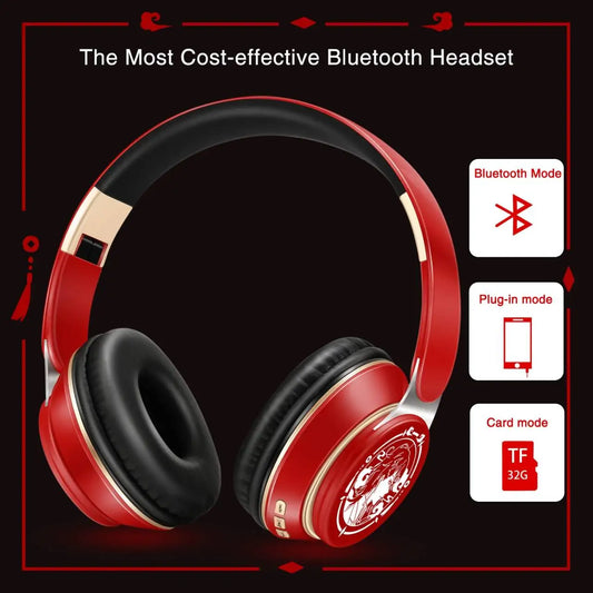 Bluetooth 5.3 Wireless Headphones with Microphone, Stereo Foldable Headset, MP3 FM Radio, Kids Gaming Earphones, Student Gift Headphones