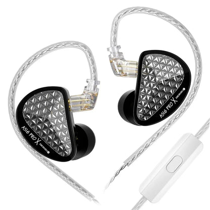 KZ AS16 PRO X HiFi-In-Ear-Monitor-Ohrhörer – Kabelgebundene Kopfhörer mit 8 Balanced-Armature-Treibern und Mikrofon
