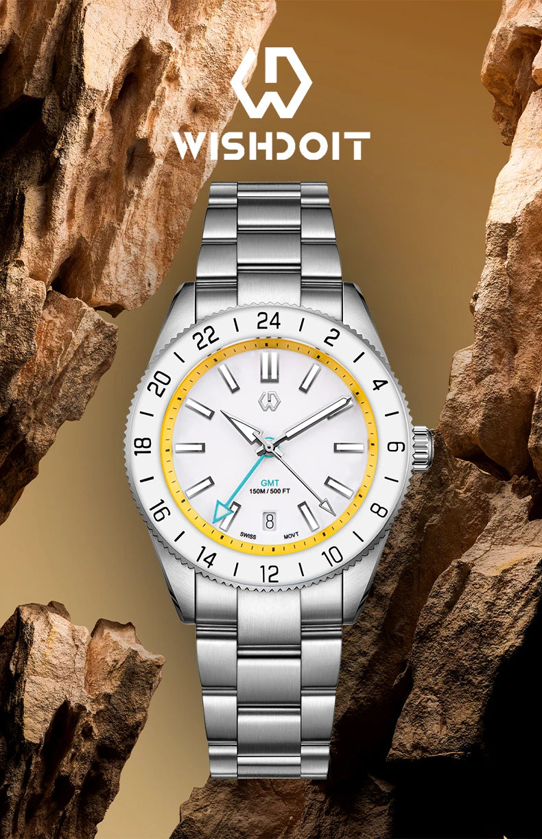 WSD9025 New Men's Automatic Watch Quartz Swiss Movement BGW9 Luminous Bezel 4-Pin GMT 150 Meters Waterproof Diving