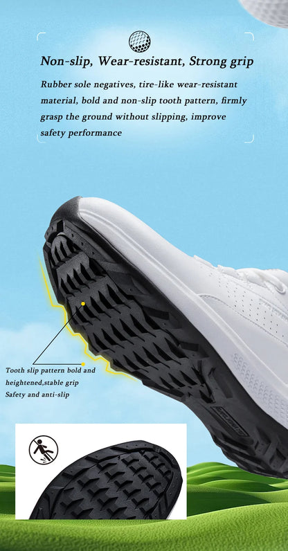 Golf Sports Shoes for Men, Waterproof High-Quality Leather Golf Competition Sports Shoes, Formal Golf Course Training Shoes for Men