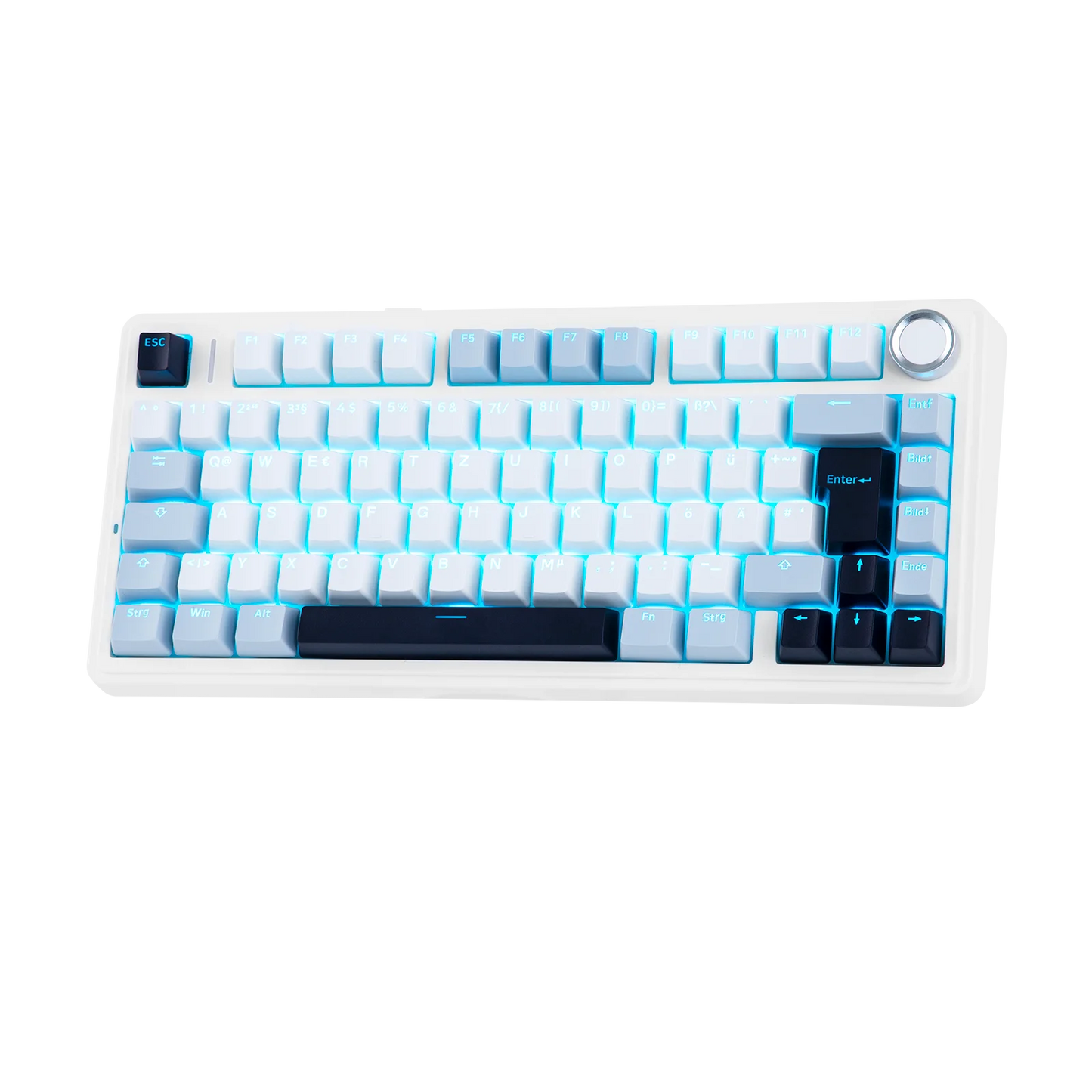 Teclado mecânico sem fios EPOMAKER x AULA F75 ISO-DE com conectividade tri-modo, layout alemão QWERTZ e bateria de 4000 mAh