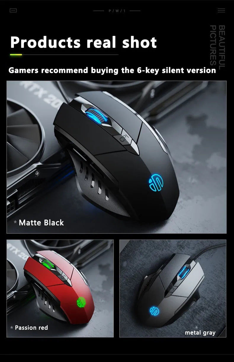 Inphic W1 Wired Mouse Esports Gaming Mouse Macro Programming Definition to Adjust DPI Silent Office Mouse