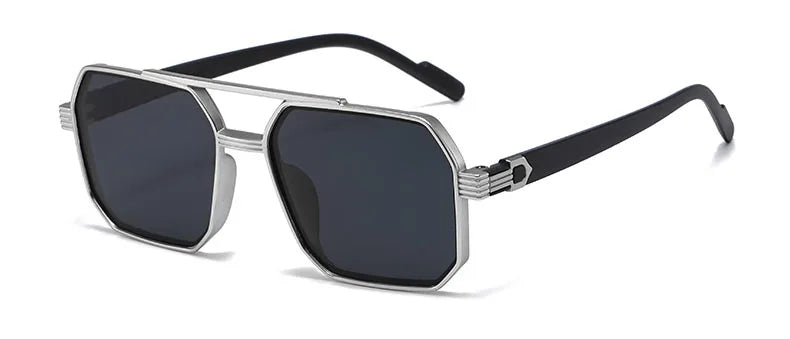 Trendy Women Luxury Polygonal Sunglasses Double Beam Men Metal Sunglass Outdoor Driving Shade Unisex