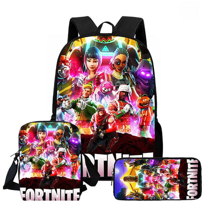 Fortnite 3-piece cartoon set, unisex, includes: Backpack, Crossbody bag, And pencil case Lightweight and large capacity