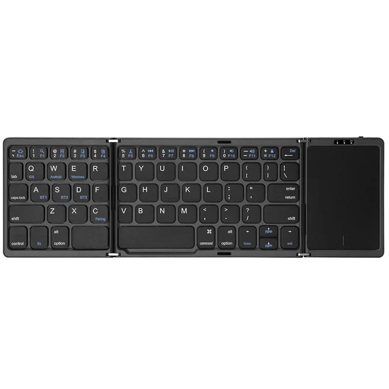 Mini Folding Wireless Bluetooth Keyboard Russian Spanish Arabic Hebrew Portuguese with Touchpad for Windows, Android, IOS