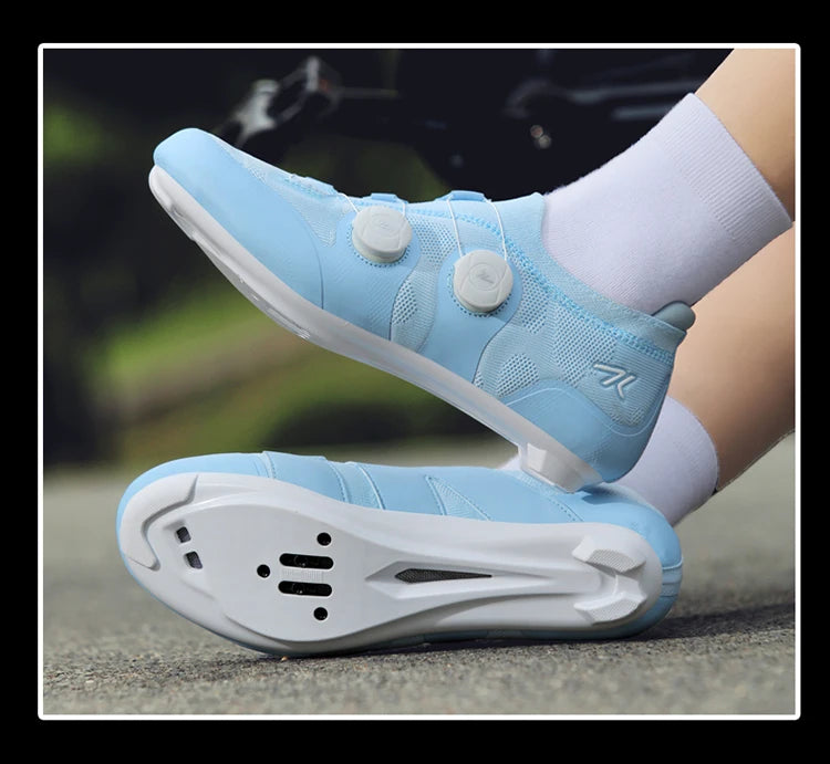 Cycling shoes road bike unisex, HsYixin breathable SPD self-locking non-slip racing road bike shoes flat MTB bicycle sneakers