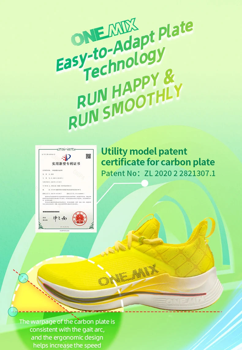 ONEMIX Carbon Plate Marathon Running Racing Shoes Professional Stable Support Shock-Relief Ultra-Light Rebound Sport Sneakers