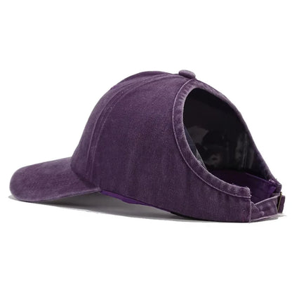 1pc Retro Washed Little Heart Embroidered Ponytail Baseball Cap  for Women,Outdoor Sports Adjustable Women's Cap for Daily Wear