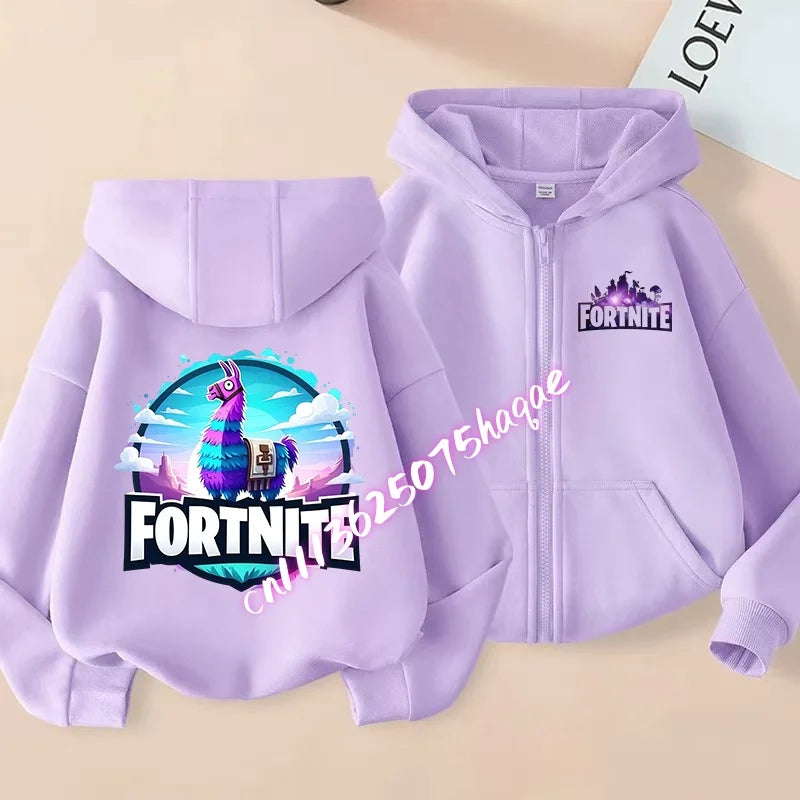 Nová detská mikina Fortnite so zipsom, kreslený anime štýl, ležérna a priedušná mikina s kapucňou pre chlapcov, kabát/bunda, jar 2026, detské oblečenie