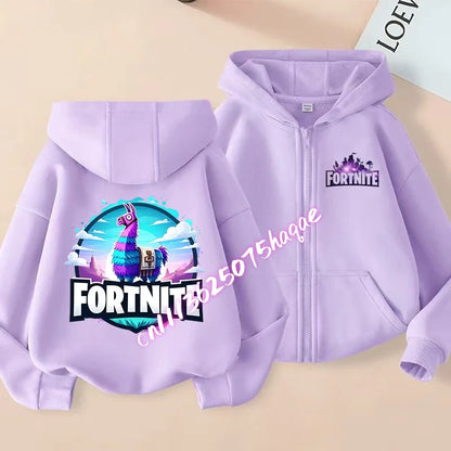 Nová detská mikina Fortnite so zipsom, kreslený anime štýl, ležérna a priedušná mikina s kapucňou pre chlapcov, kabát/bunda, jar 2026, detské oblečenie