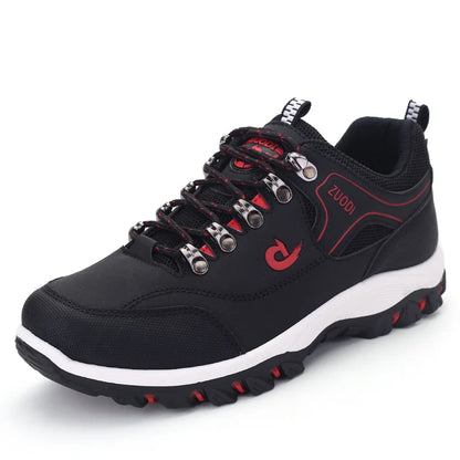 Autumn and Winter Men's Waterproof Hiking Shoes, Outdoor PU Leather Sports Shoes, Wear-Resistant, Walking, Tactical