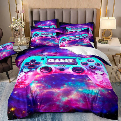 Gamer Bedding Sets for Boy Kid Gaming Duvet Cover Set Queen Video Games Comforter Cover, Playstation Designs Bed Set for Teen Men