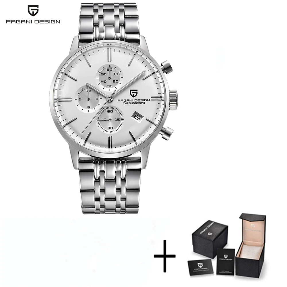 PAGANI DESIGN Men's Fashion Casual Brand Watch Waterproof 30m Luxury Leather Sports Quartz Chronograph VK67 Relogio Masculino