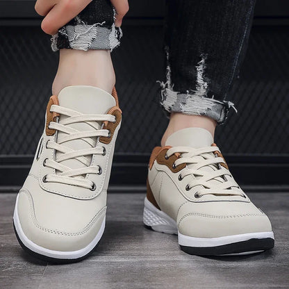 YRZL Herrenschuhe Frühling Herbst Wasserdichte Walking-Sneaker Freizeit-Ledersportschuhe für Herren Rutschfestes Schuhwerk Tennis für Herren
