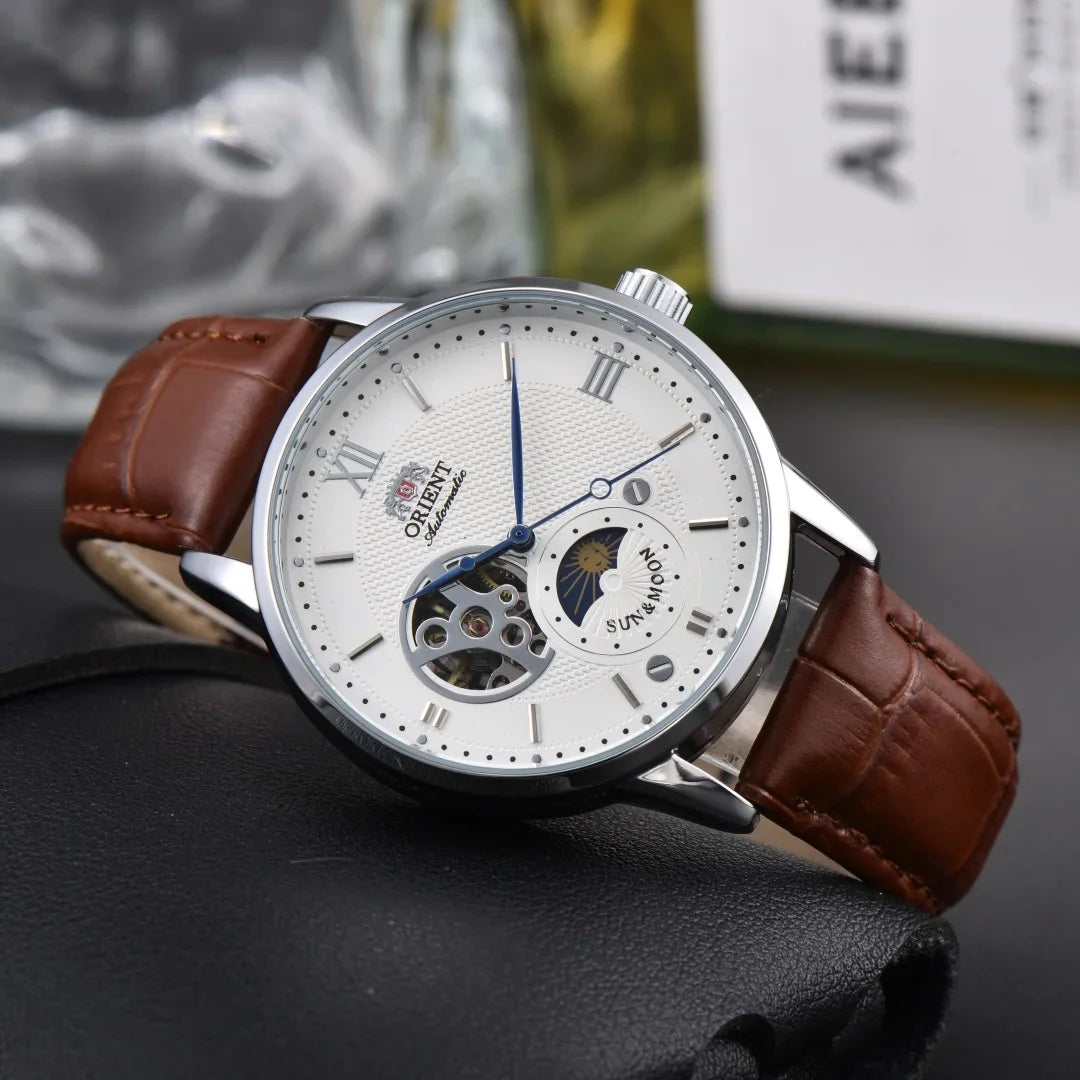 118A StoreOrient Series Sports Sun, Moon, and Stars Skeleton Mechanical Men's Sports Watch Full Functionality World Time
