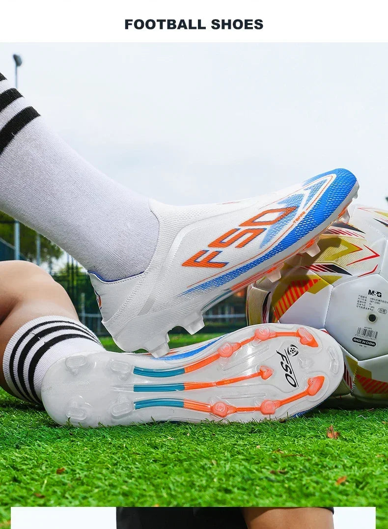 New Men's Soccer Shoes Hot-Selling Grass Cleats High-Quality Match Outdoor Football Boots Non-Slip Boys High-Top Lightweight Sneakers