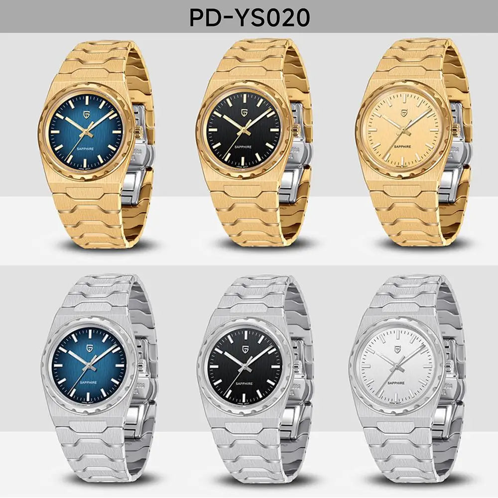 PAGANI DESIGN Men's Quartz Watches Ultra-Thin 7mm Series 37mm Sapphire Stainless Steel Waterproof Watches for Men TMI VJ21