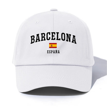 1pc BARCELONA Print Baseball Cap for Adults,Minimalist Retro Style Casual Soft Adjustable Dad Hat,Perfect As Gift