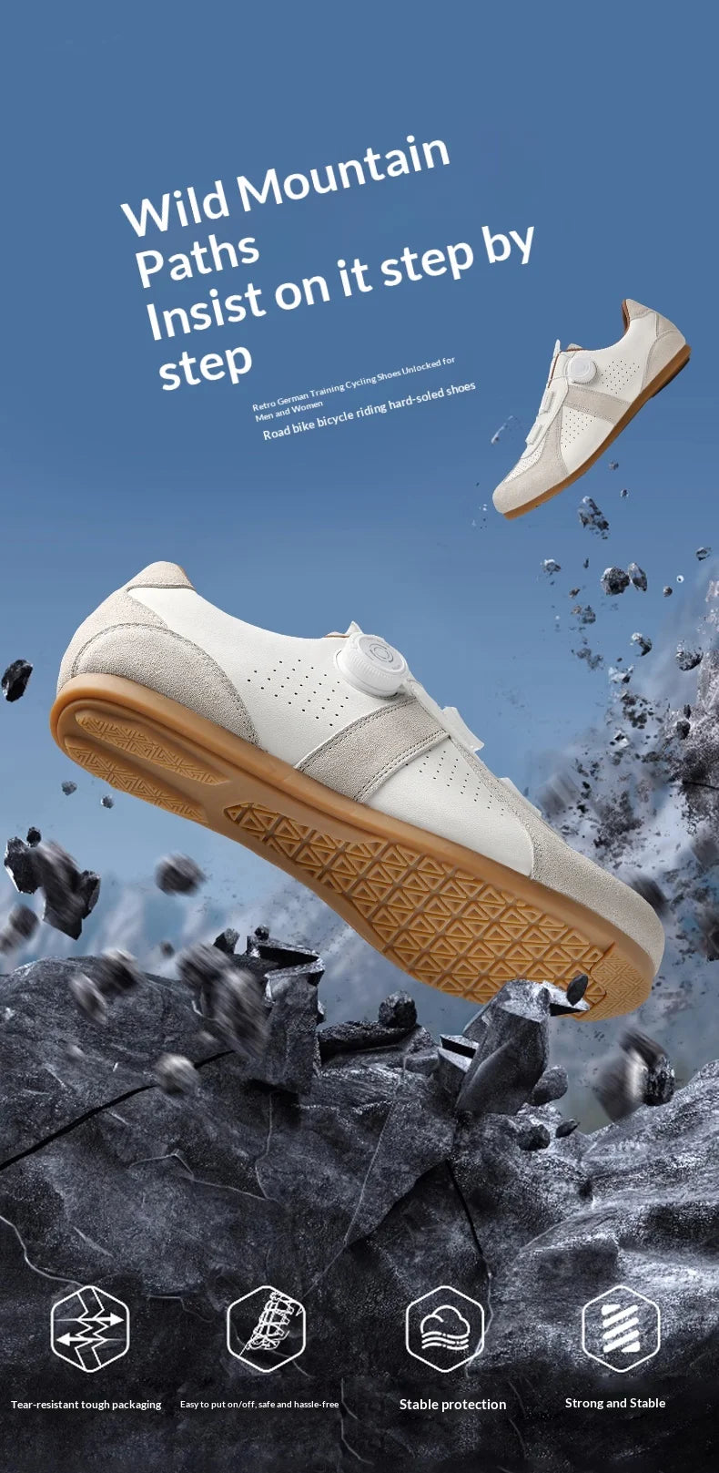 Scarpe da mountain bike da donna senza chiusura, senza tacchette, scarpe da ciclismo su strada RB Speed con suola in gomma, scarpe da ciclismo da uomo con suola in gomma