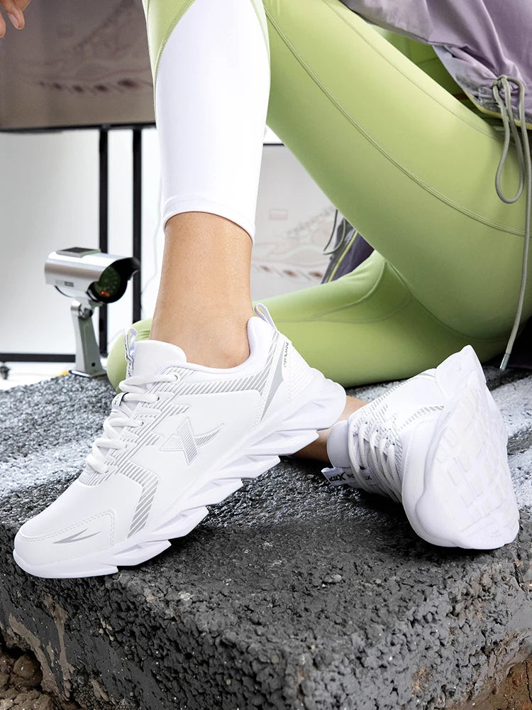 Xtep Running Shoes Non-Slip Soft Women's Sports Shoes Leather Upper Shock Absorption Female Sneakers For Women 879318110073