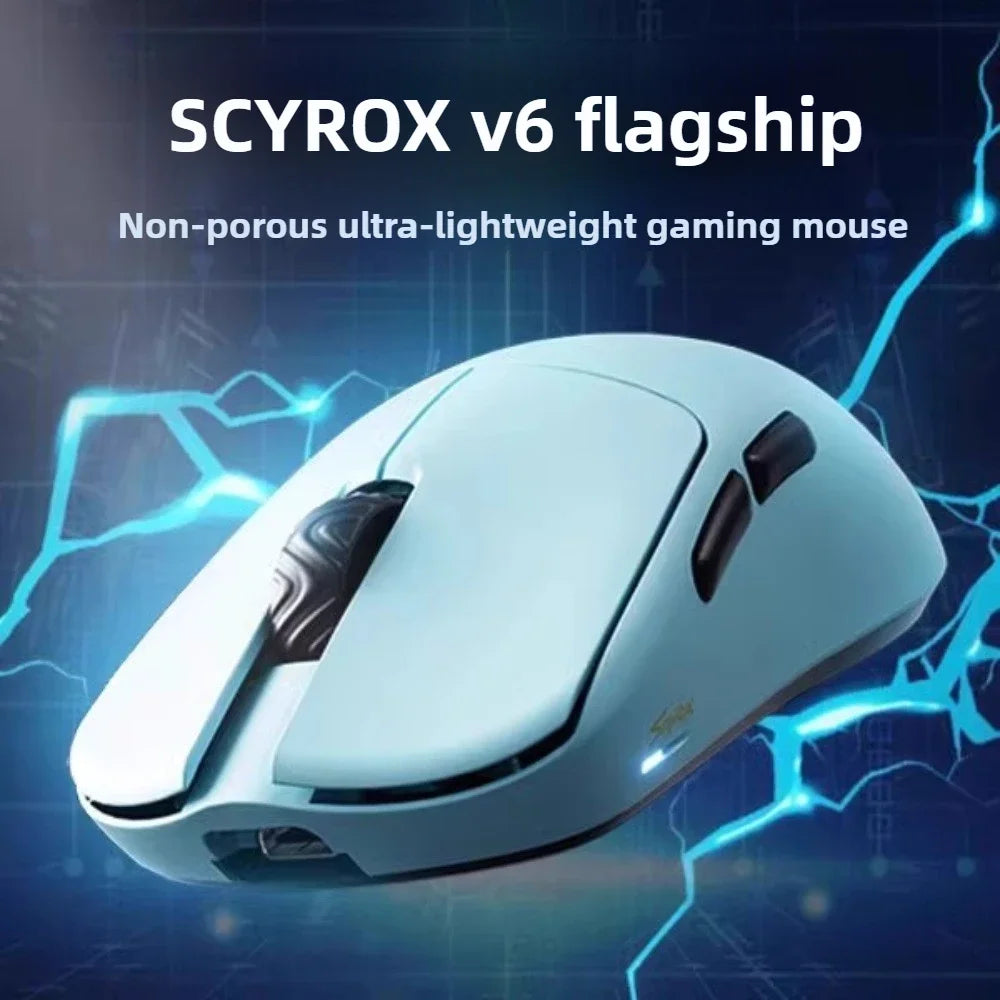 Mouse gaming wireless non poroso SCYROX V6 esports 40g 750IPS con ricevitore 8k, risposta rapida 3950, alta qualità 8KHz