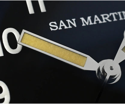 San Martin 36mm Men Pilot Watch VH31 Mechaquartz Movement Sweep Second Quartz Series Simple Style Nylon Strap 10 Bar Luminous