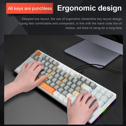 E-YOOSO K620 USB Mechanical Gaming Keyboard Wired Blue Red Switch Monochrome LED Backlit 87 Key for Computer Laptop PC