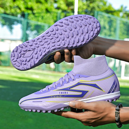 Outdoor TF Turf Soccer Boots Comfort PU Fabric Upper Rubber High Grip Sole Reliable Quality Kids Teenager Sports Shoes