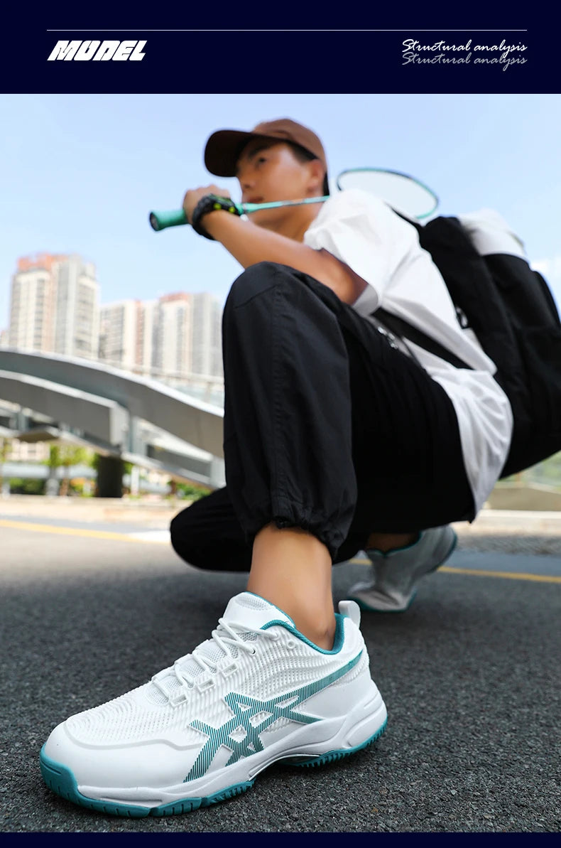 Men and Women Badminton Shoes Table Tennis Shoes for Volleyball Handball Sports Sneakers Anti-Skid Mesh Breathable Field Training
