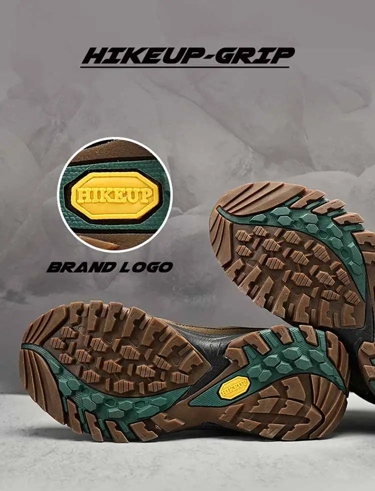 HIKEUP High-Top Men Hiking Boots Winter Outdoor Shoes Lace-Up Non-slip Outdoor Sports Casual Trekking Boots Men Waterproof Suede