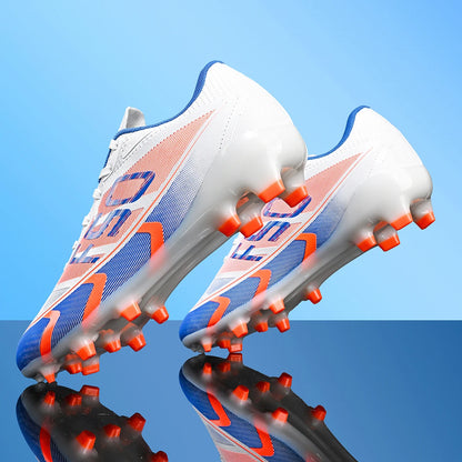 Unisex AG FG Soccer Shoes PU Woven Fabric Upper TPU Shockproof Sole Wear-Resistant Anti-Slip Teenager Competition Sneakers