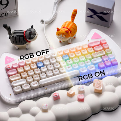 Keycaps XVX 148 Teclas Tema Gato Perfil MAO Keycap Coreana Brilhante e Fofa para Teclado 61 64 68 78 87 96 98 104 108