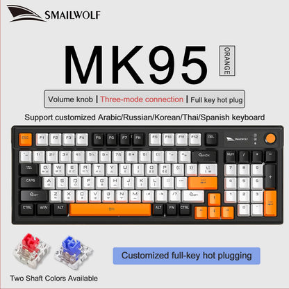 SMAILWOLF MK95 Bluetooth Wireless Korean Mechanical Keyboard Customized Gaming Laptop for Office Use with RGB Light Effect