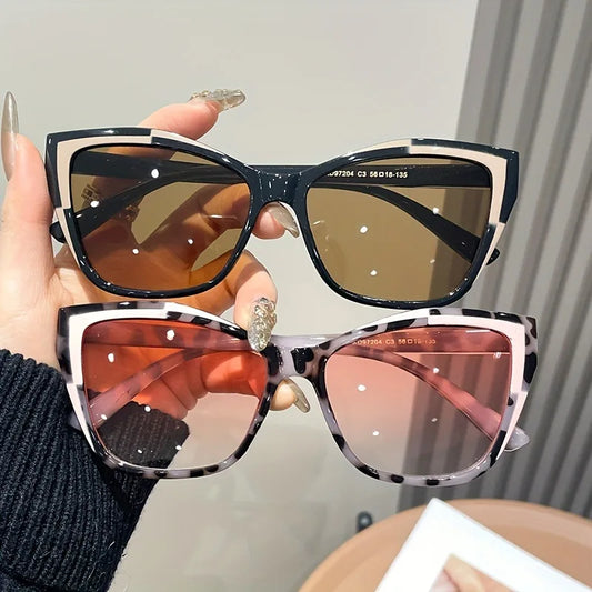Vintage Square Sunglasses for Women Men Contrast Color Cat Eye Sun Glasses UV Prtection Shades Street Vacation Eyewear Очки