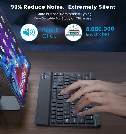 Spanish Russian Arabic Korean Portable 10 inch Wireless Keyboard and Keyboard set For iPad Samsung Tablet Laptop IOS Android